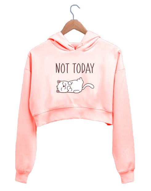 Quirkipedia CAT - NOT TODAY CATS Pets, Cute Womens Crop Hoodies