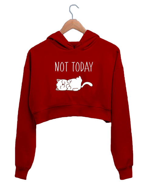 Quirkipedia CAT - NOT TODAY CATS Pets, Cute Womens Crop Hoodies