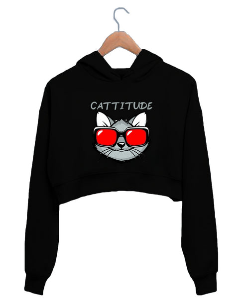 Quirkipedia CATTITUDE Cats The classics, Pop Culture Womens Crop Hoodies