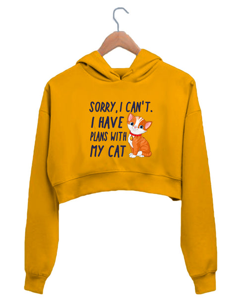 Quirkipedia I HAVE PLANS WITH MY CAT Cats Aaramkhor Specials, Womens Crop Hoodies