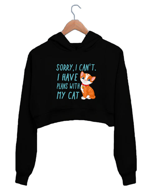 Quirkipedia I HAVE PLANS WITH MY CAT Cats Aaramkhor Specials, Womens Crop Hoodies