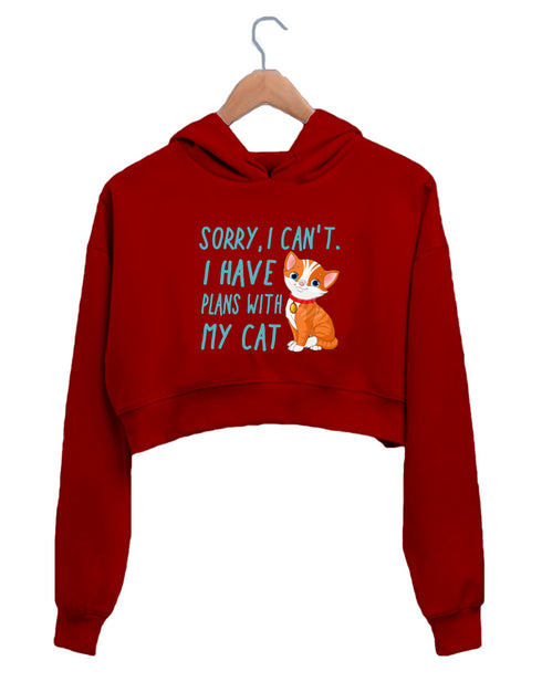 Quirkipedia I HAVE PLANS WITH MY CAT Cats Aaramkhor Specials, Womens Crop Hoodies