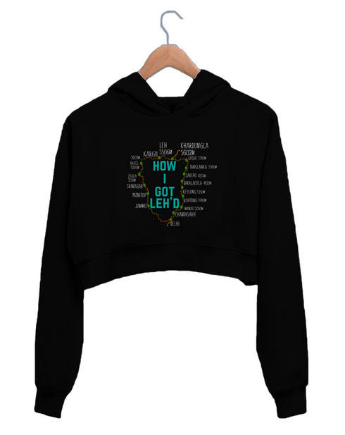 Quirkipedia How I got Leh'd TRAVEL Travel, Pop Culture Womens Crop Hoodies