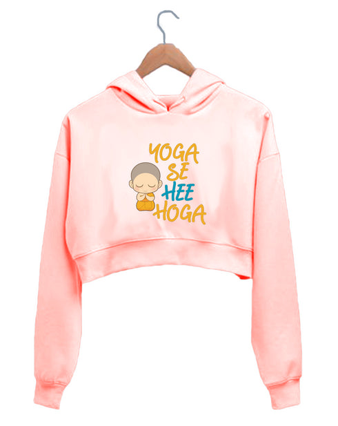 Quirkipedia Yoga se hi Hoga YOGA Fitness, Positivity, Mindfulness Womens Crop Hoodies