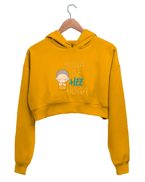 Quirkipedia Yoga se hi Hoga YOGA Fitness, Positivity, Mindfulness Womens Crop Hoodies