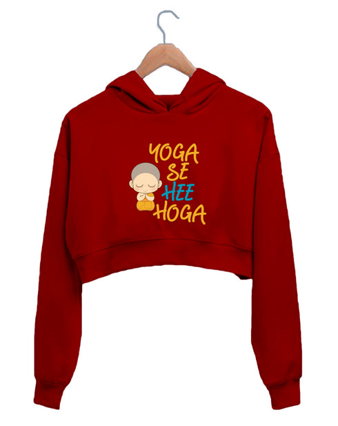Quirkipedia Yoga se hi Hoga YOGA Fitness, Positivity, Mindfulness Womens Crop Hoodies