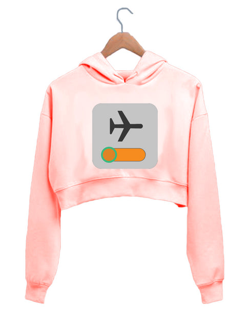 Quirkipedia AIRPLANE MODE - ON TRAVEL Wanderlust Womens Crop Hoodies