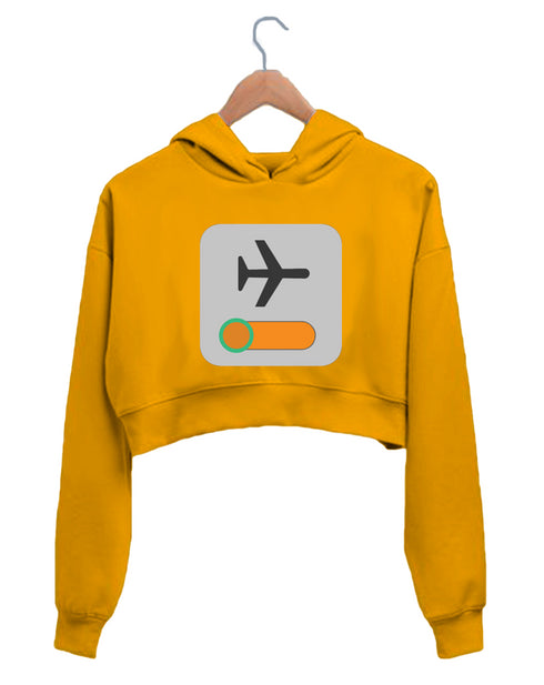 Quirkipedia AIRPLANE MODE - ON TRAVEL Wanderlust Womens Crop Hoodies