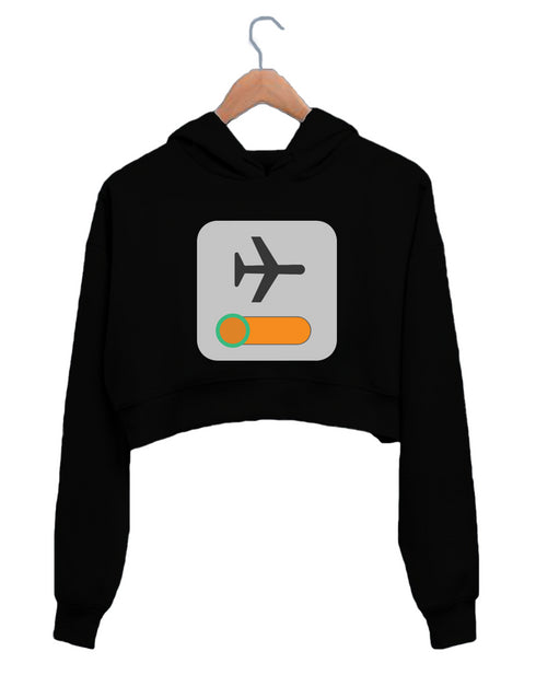 Quirkipedia AIRPLANE MODE - ON TRAVEL Wanderlust Womens Crop Hoodies