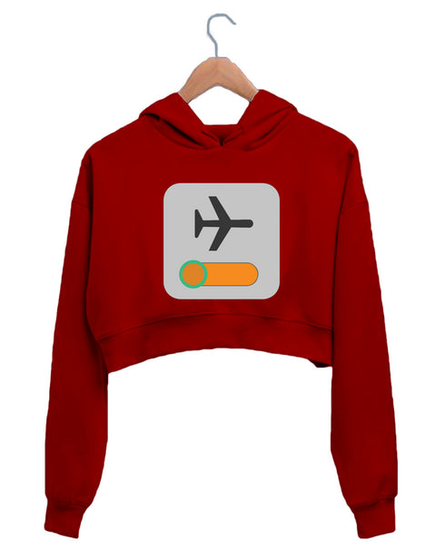 Quirkipedia AIRPLANE MODE - ON TRAVEL Wanderlust Womens Crop Hoodies
