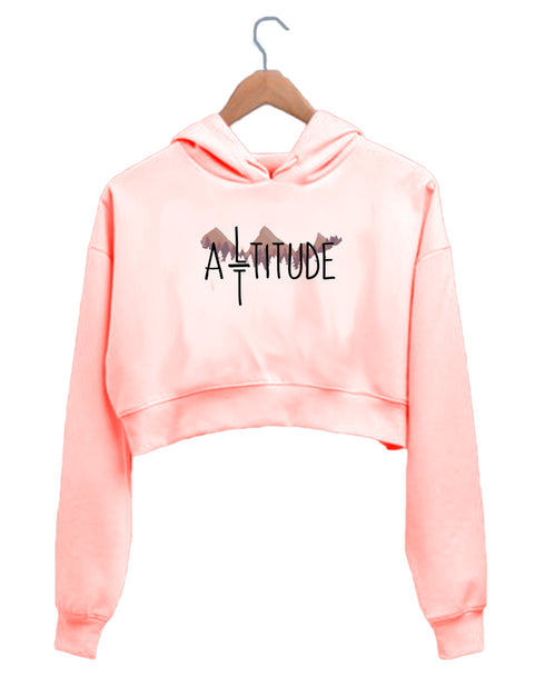 Quirkipedia ALTITUDE Black TRAVEL Womens Crop Hoodies