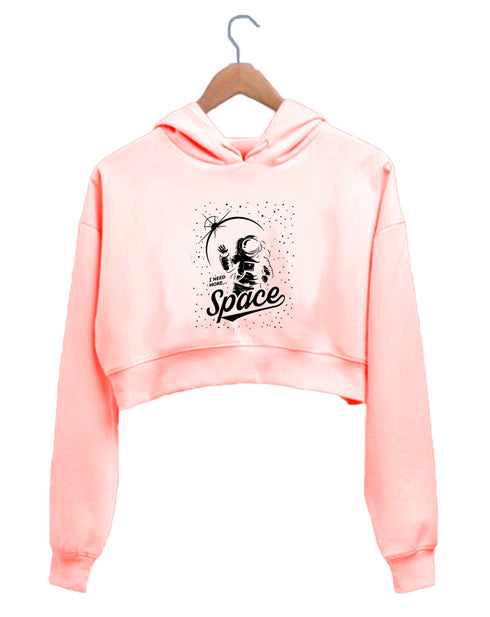 Quirkipedia NEED MORE SPACE TRAVEL Wanderlust, Biker Womens Crop Hoodies