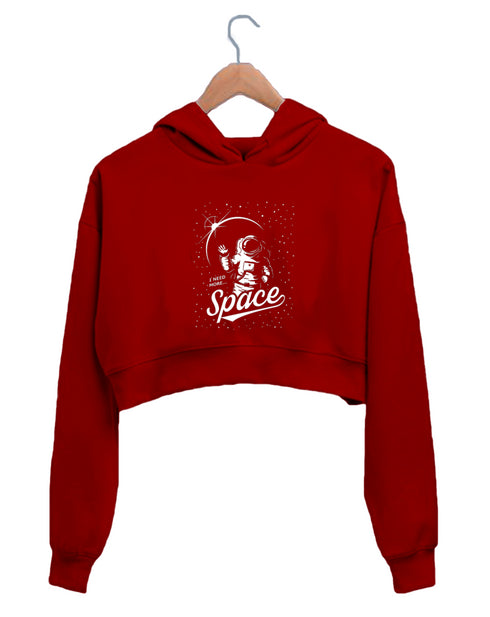 Quirkipedia NEED MORE SPACE TRAVEL Wanderlust, Biker Womens Crop Hoodies