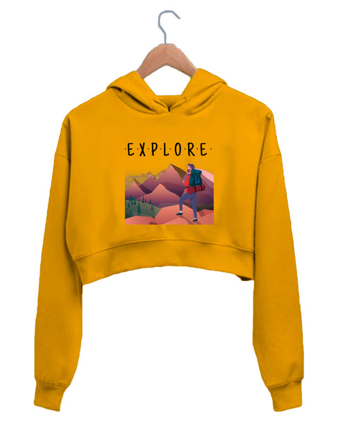 Quirkipedia EXPLORE TRAVEL Wanderlust Womens Crop Hoodies