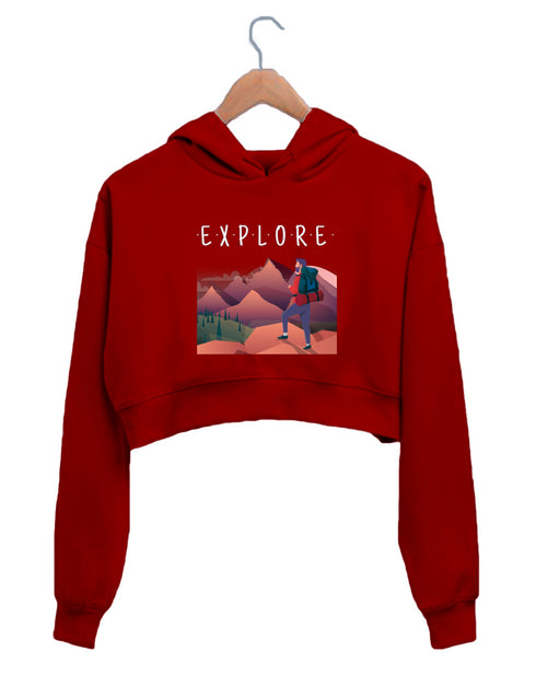 Quirkipedia EXPLORE TRAVEL Wanderlust Womens Crop Hoodies