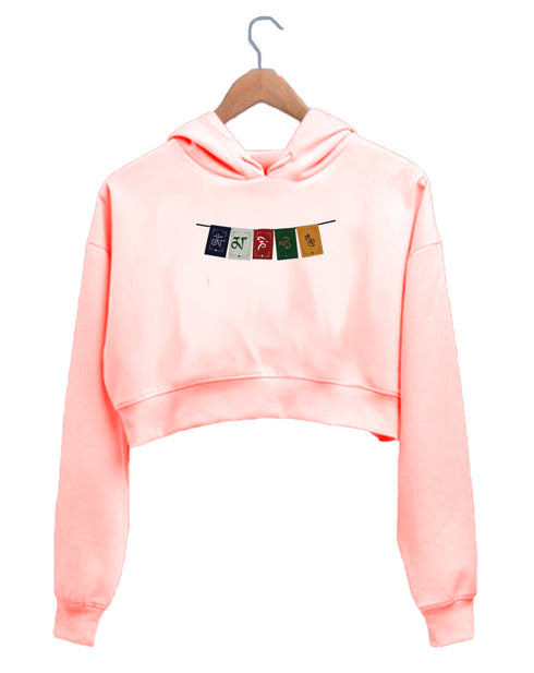 Quirkipedia LADAKH FLAG TRAVEL Wanderlust, Biker Womens Crop Hoodies