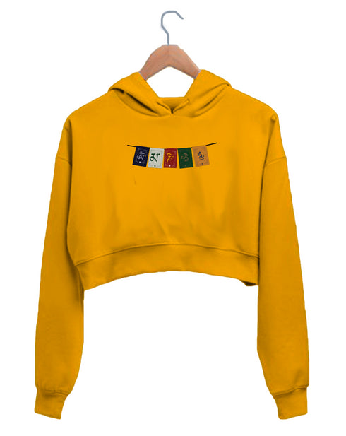 Quirkipedia LADAKH FLAG TRAVEL Wanderlust, Biker Womens Crop Hoodies