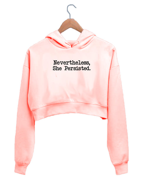 Quirkipedia NEVERTHELESS SHE PERSISTED Feminism Feminista, Womens Crop Hoodies