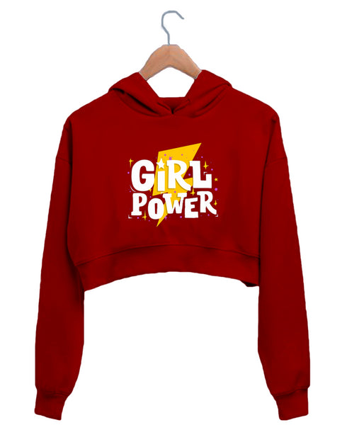 Quirkipedia GIRL POWER Feminism Feminista, Womens Crop Hoodies