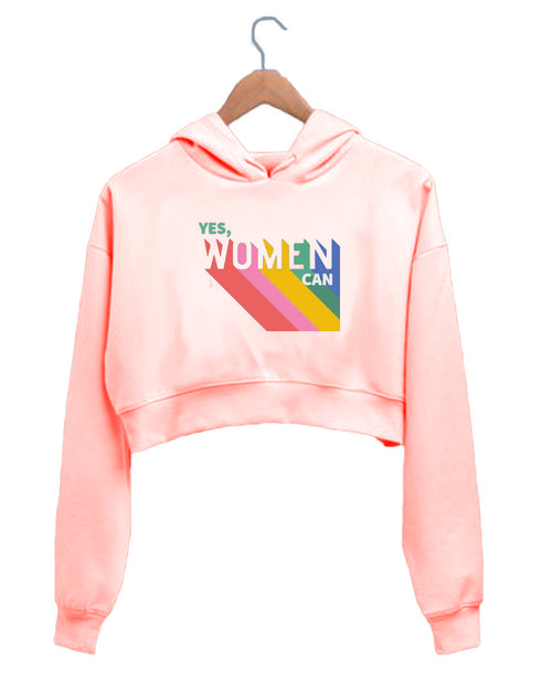 Quirkipedia YES, WOMEN CAN Feminism Feminista, Womens Crop Hoodies