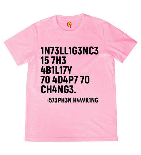 Quirkipedia INTELLIGENCE IS THE ABILITY TO ADAPT TO CHANGE PHYSICS Science, Nerd, Geeky Mens TShirts