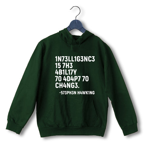 Quirkipedia INTELLIGENCE IS THE ABILITY TO ADAPT TO CHANGE PHYSICS Science, Nerd, Geeky Hooded SweatShirts