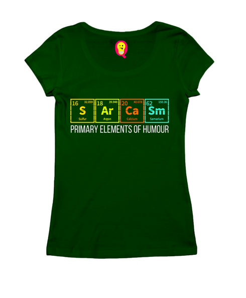 Quirkipedia PRIMARY ELEMENTS OF HUMOUR PHYSICS Science, Nerd, Geeky Womens Tshirts