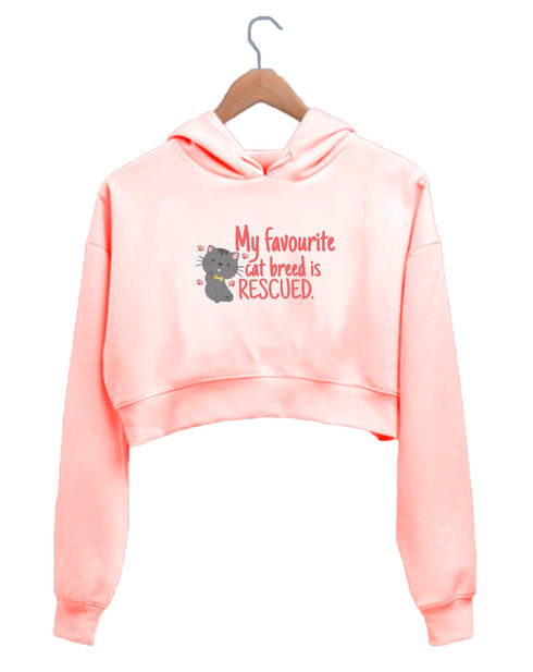 Quirkipedia MY FAVOURITE CAT BREED IS RESCUED Cats Aaramkhor Specials, Womens Crop Hoodies