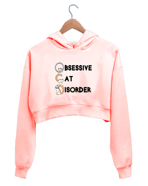 Quirkipedia Obsessive Cat Disorder CATS Pets, Cute Womens Crop Hoodies