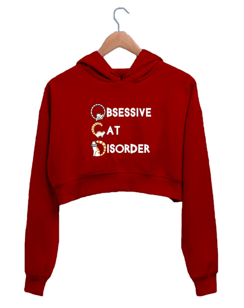 Quirkipedia Obsessive Cat Disorder CATS Pets, Cute Womens Crop Hoodies