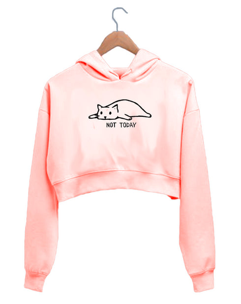 Quirkipedia Not Today Cats Pets, Cute Womens Crop Hoodies