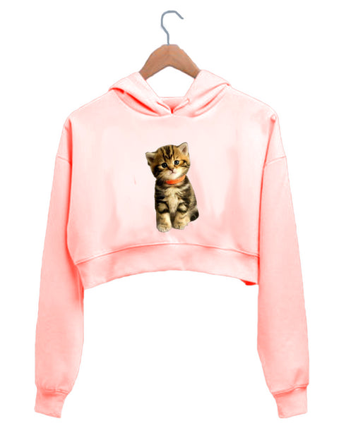 Quirkipedia Cat Image CATS Pets, Cute Womens Crop Hoodies
