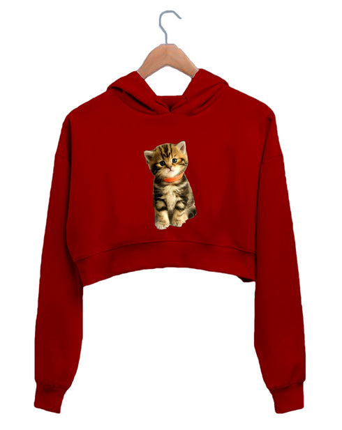 Quirkipedia Cat Image CATS Pets, Cute Womens Crop Hoodies