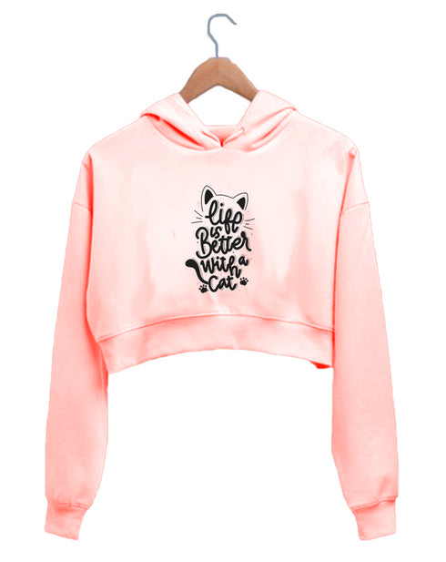 Quirkipedia Life is better with cats Cats Pets, Cute Womens Crop Hoodies