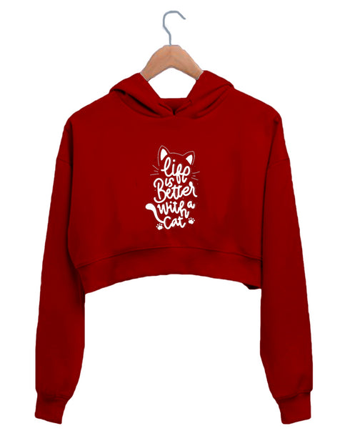 Quirkipedia Life is better with cats Cats Pets, Cute Womens Crop Hoodies