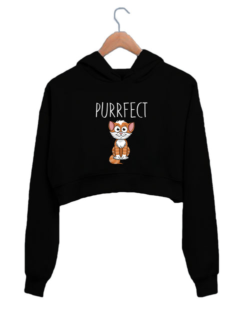 Quirkipedia Purrfect CATS Pets, Cute Womens Crop Hoodies