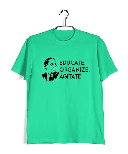 Ambedkar Educate Organize Agitate Politics Freedom Casual Graphic Printed T-Shirt for Men
