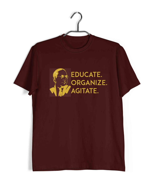 Ambedkar Educate Organize Agitate Politics Freedom Casual Graphic Printed T-Shirt for Men