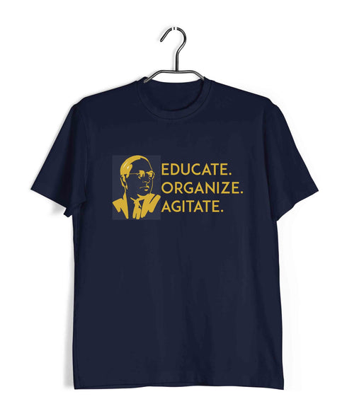 Ambedkar Educate Organize Agitate Politics Freedom Casual Graphic Printed T-Shirt for Men