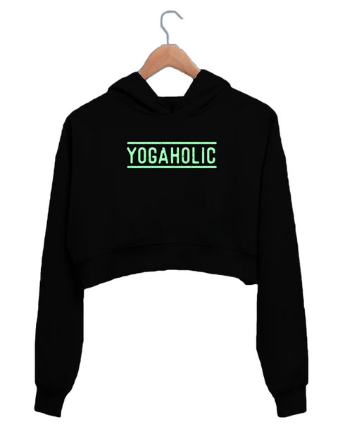 Quirkipedia Yogaholic YOGA Fitness, Positivity, Mindfulness Womens Crop Hoodies