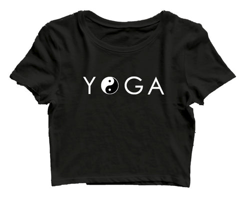 Quirkipedia Yin Yang Yoga YOGA Fitness, Positivity, Mindfulness Womens Crop Tops