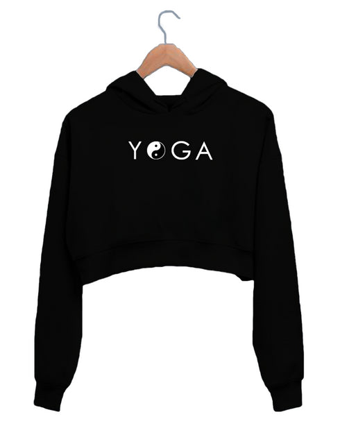 Quirkipedia Yin Yang Yoga YOGA Fitness, Positivity, Mindfulness Womens Crop Hoodies