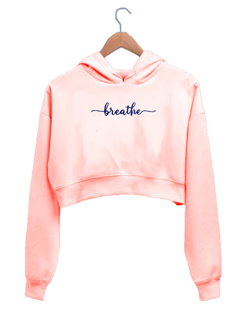 Quirkipedia Breathe YOGA Fitness, Positivity, Mindfulness Womens Crop Hoodies
