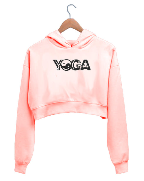Quirkipedia Yoga Poses YOGA Fitness, Positivity, Mindfulness Womens Crop Hoodies