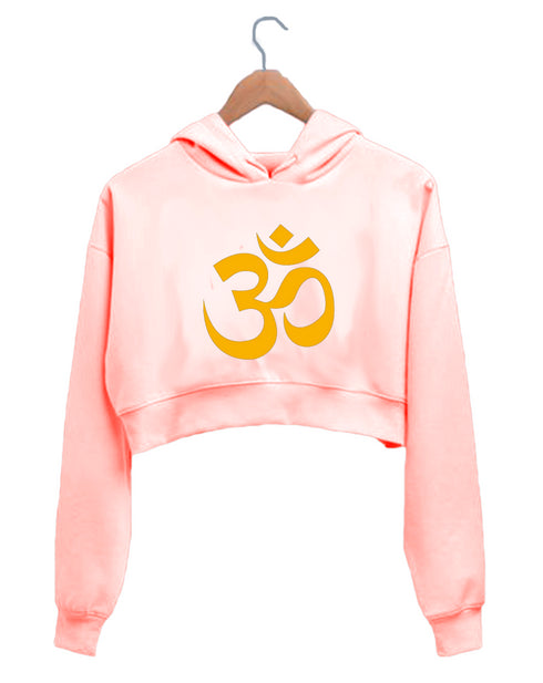 Quirkipedia OM AUM YOGA Fitness, Positivity, Mindfulness Womens Crop Hoodies