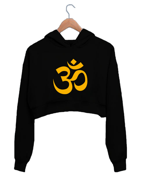 Quirkipedia OM AUM YOGA Fitness, Positivity, Mindfulness Womens Crop Hoodies