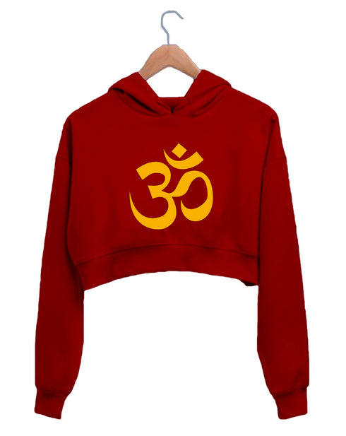 Quirkipedia OM AUM YOGA Fitness, Positivity, Mindfulness Womens Crop Hoodies