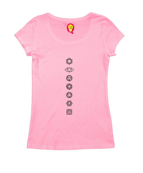 Quirkipedia 7 Chakras Minimal YOGA Fitness, Positivity, Mindfulness Womens Tshirts