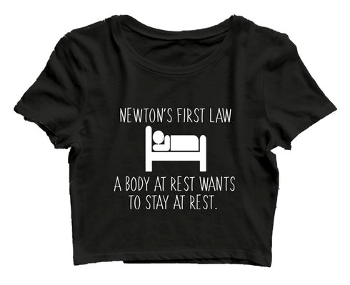 Quirkipedia Newton's First Law PHYSICS Science, Nerd, Geeky Womens Crop Tops