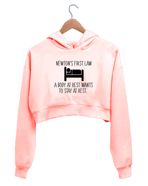 Quirkipedia Newton's First Law PHYSICS Science, Nerd, Geeky Womens Crop Hoodies